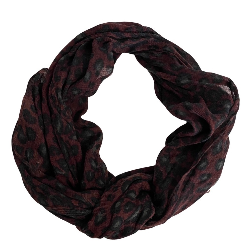 Indigo Women's Red Leopard Print Frayed Scarf